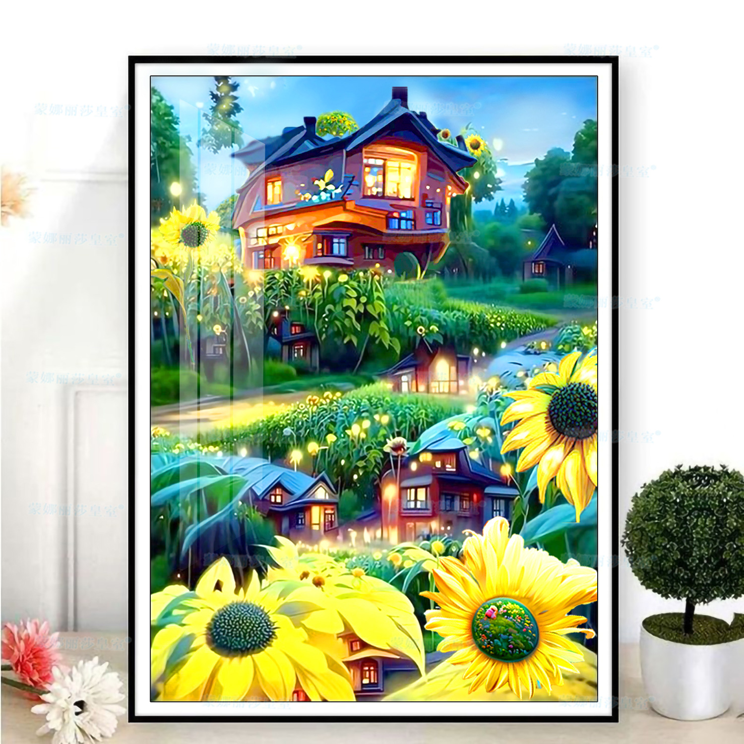 Monalisa Royal punto de cruz bosque cabaña simple hermoso paisaje pequeña pintura decorativa bordado hilo hecho a mano