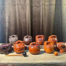 花梨木鱼 解压实木质随身携带中式打击乐器佛具寺庙家用鱼雕 木鱼