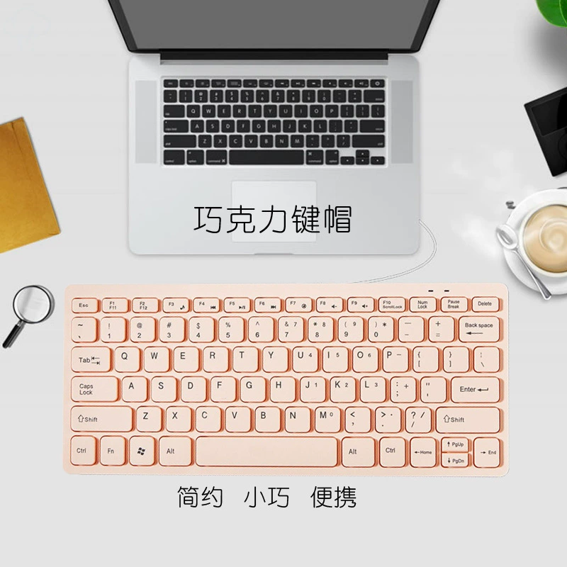 Laptop, small keyboard, mouse, set, acrylic calligraphy for office