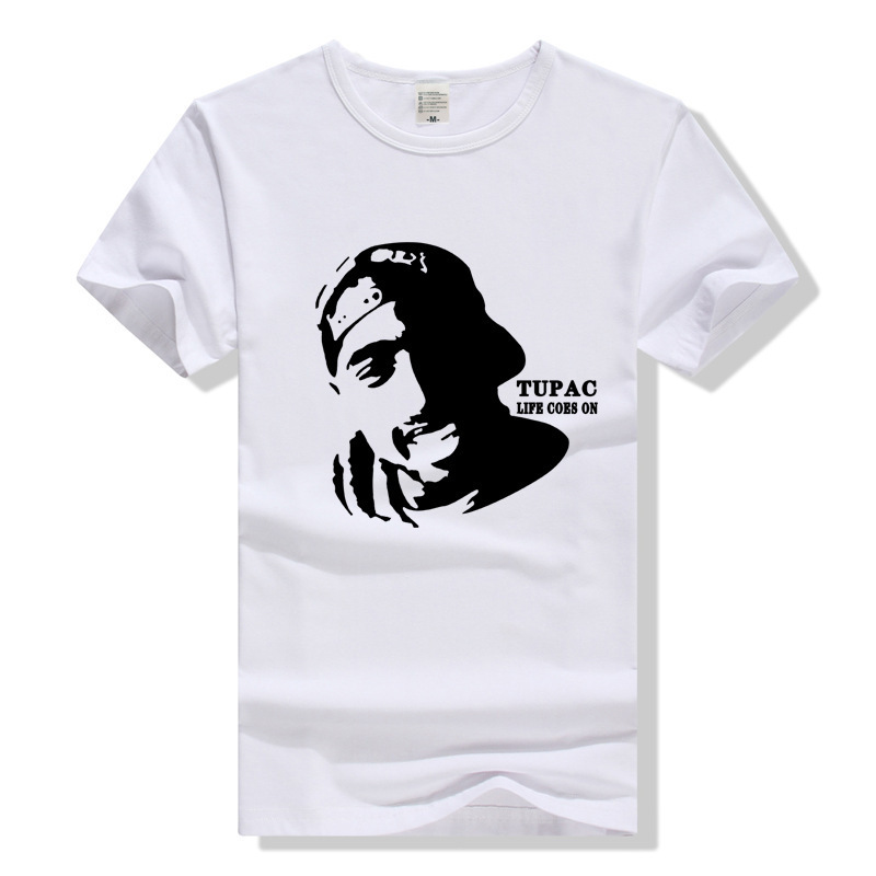 2pac European and American Street Fashion Brand Skateboard Hip-hop Hip-hop Rapper Tupac Short-sleeved T-shirt
