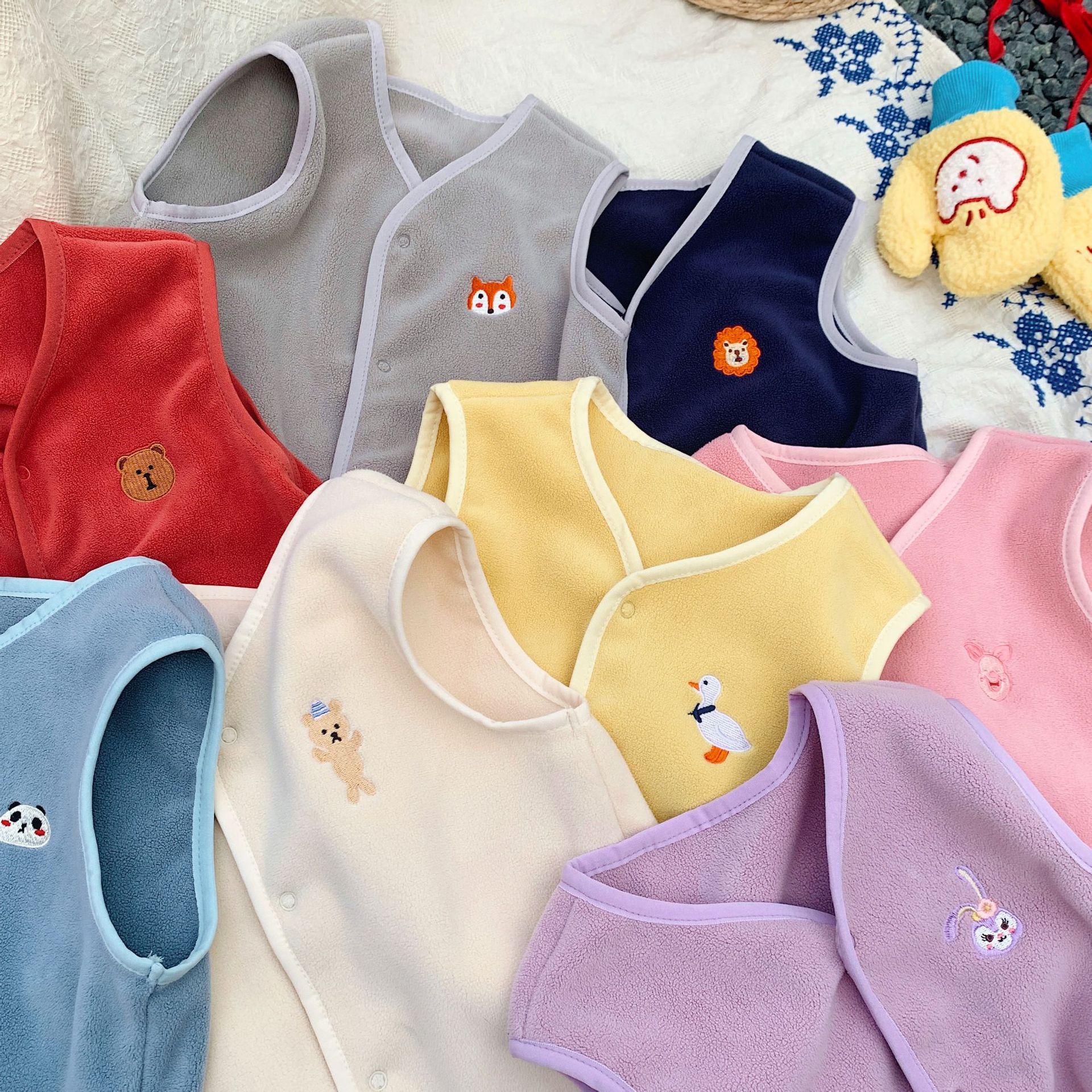 Junchun chaleco de bebé de estilo japonés primavera y otoño chaleco escolar de bebé para niños y niñas invierno polar chaleco de algodón para niños