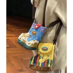 卡通童趣巴斯光年可爱鞋子涂鸦手机包百搭撞色单肩斜挎包女