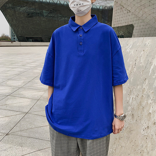Men's Fashion Brand Polo Shirt, Lapel Short-Sleeved T-Shirt, Loose Casual Plus-Size, Japanese Style All-Match Half-Sleeved Summer Couple Outfit