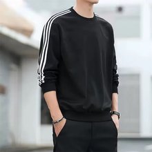 卫衣男春秋季新款三杠ins时尚流行港风宽松圆领男士长袖T恤打底衫