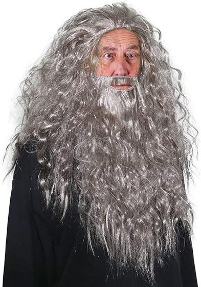 Lord of the Rings Hobbit Gandalf Wigs Beard Set Wizard Wigs Beard Santa Claus Wigs