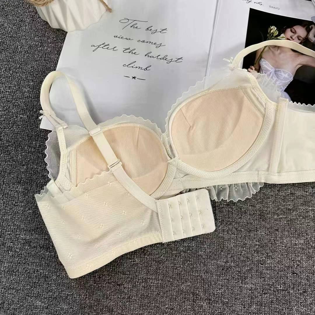 Nuevo sujetador de encaje de moda Jacquard transpirable ajustable confortable anti-caída reunido tres botones lotes de ropa interior