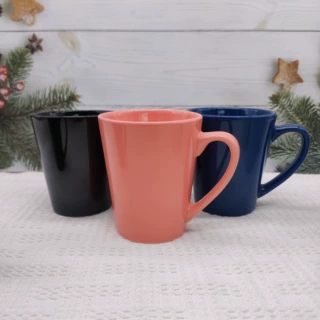 厂家高颜值色釉漏斗陶瓷杯定制印logo马克杯广告礼品咖啡杯子批发