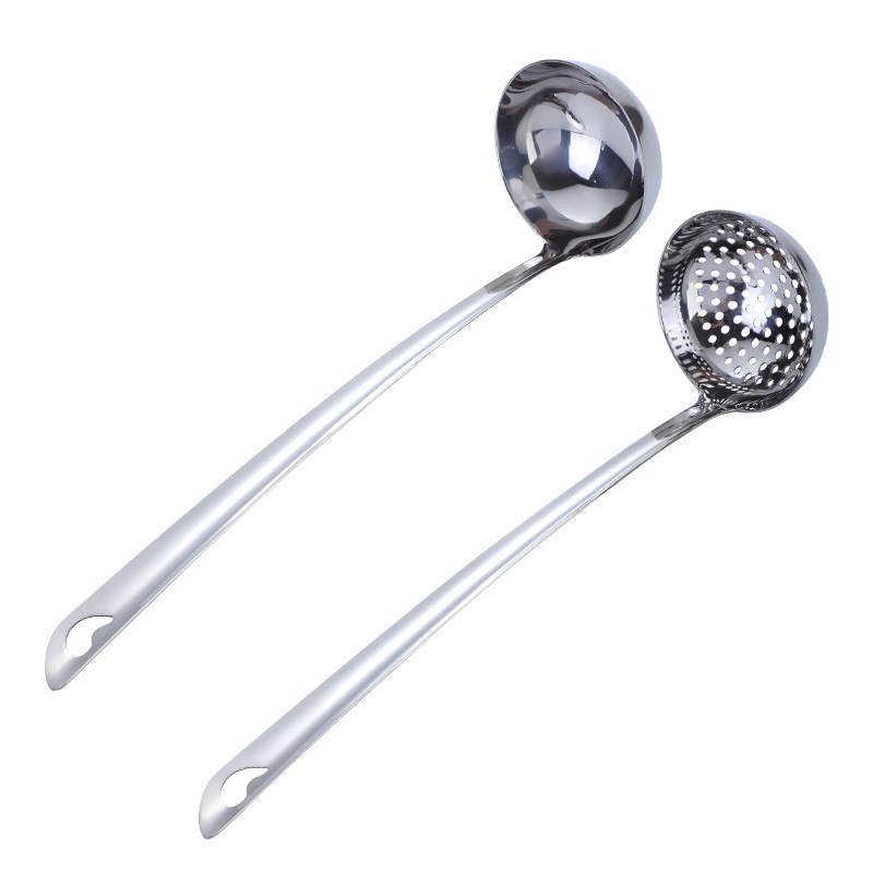 Cucharón de acero inoxidable de mango largo, cocina doméstica, escoria de aceite, herramienta mágica, cucharón de espuma flotante, cuchara de pesca