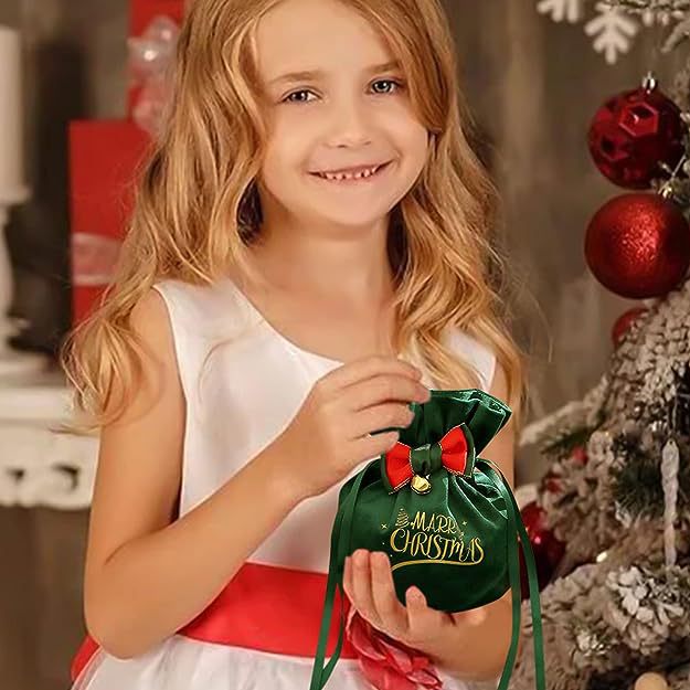 Nueva bolsa de dulces navideños transfronterizos bolsa de regalo Apple bolsa de terciopelo con cordón caja de dulces de Nochebuena