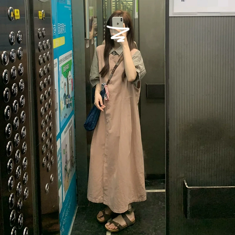 Розовое платье-жилет для женщин, лето 2025, новый стиль, комплект с длинной юбкой для миниатюрных размеров