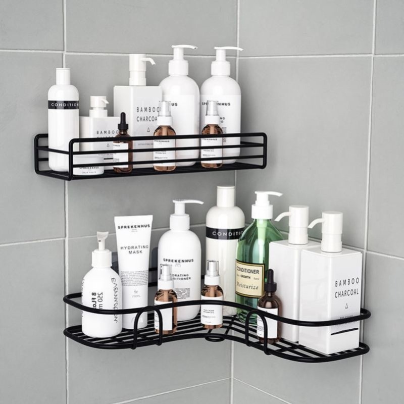 Estante de almacenamiento para baño sin perforación, estante de almacenamiento para baño/ducha/aseo, estante de almacenamiento para lavabo en la pared, conjunto completo de artículos