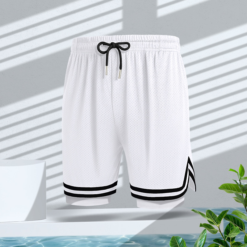 Pantalones cortos de baloncesto estadounidenses para hombres falsos dos piezas entrenamiento deportivo correr hielo secado rápido pantalones de fitness transpirables de verano