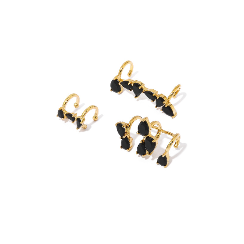 Abi Zircon negro auriculares de geometría ligera lujosa nicho de diseño de alta sensación sin agujeros de orejas orejas clips para hombres y mujeres