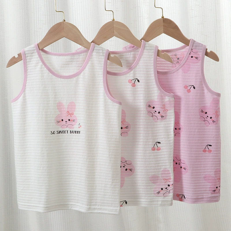 Cotton bamboo vest, summer thin children's T-shirt sleevless, 3 piece set