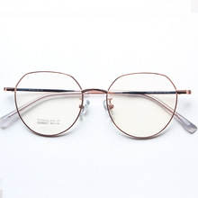时尚女款潮范大框多边镜宽49圆框素颜近视眼镜架拼色纯钛超轻平镜
