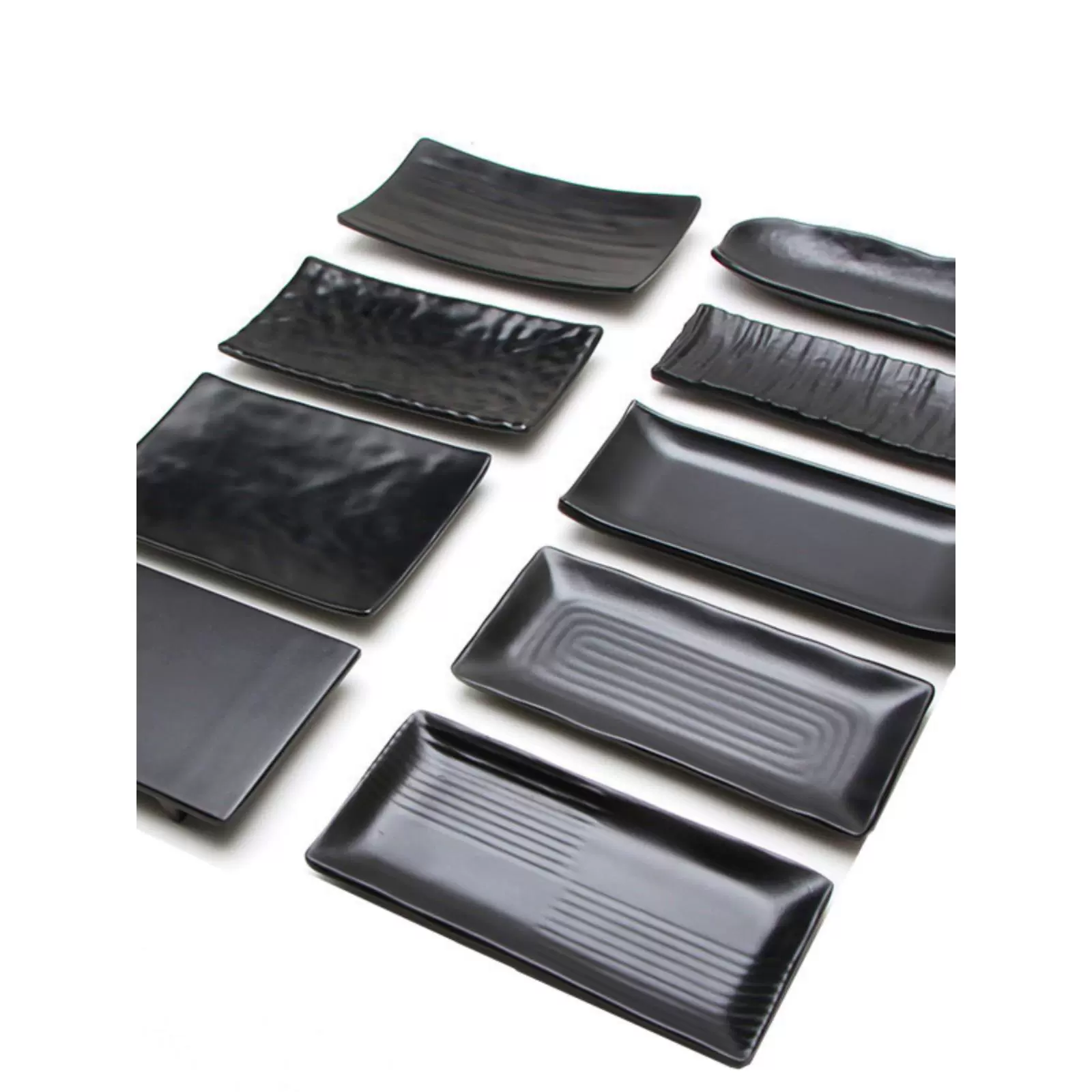 Тарелка для барбекю в японском стиле, тарелка для суши, черная плоская тарелка, имитация фарфора, гарнир, прямоугольная меламиновая посуда, ресторан с говядиной, горячий горшок