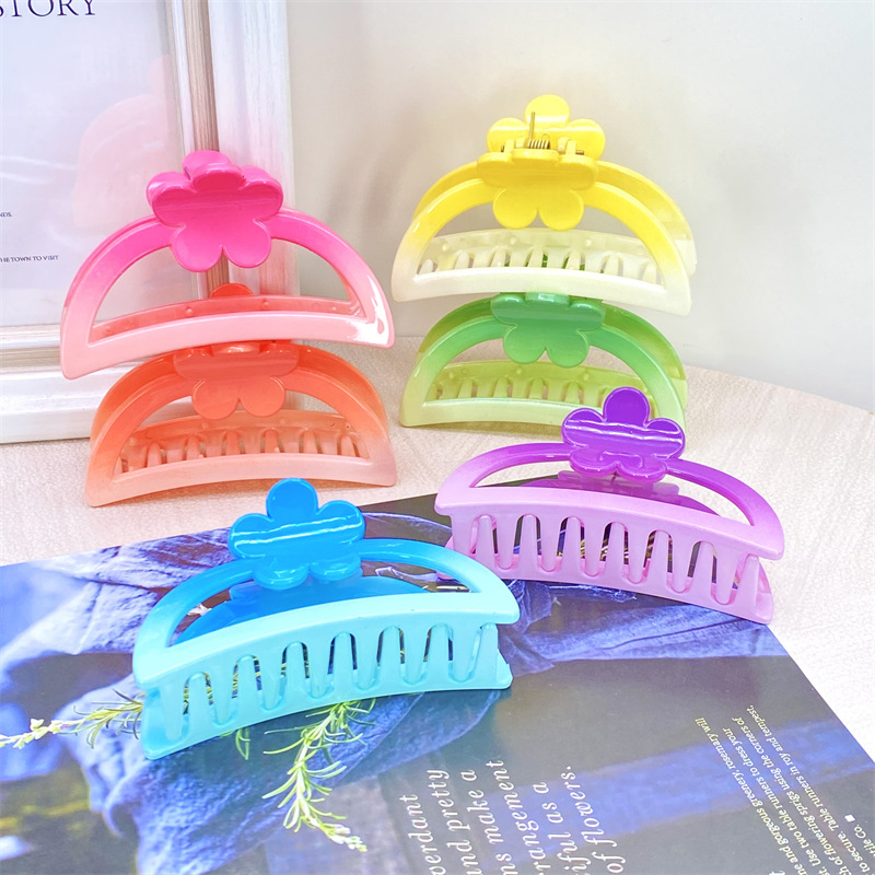 Nuevo color brillante gradiente cuadrado grande pequeño y mediano tamaño horquilla clip de la cabeza de la espalda de las mujeres dos yuanes tienda de accesorios de cabeza