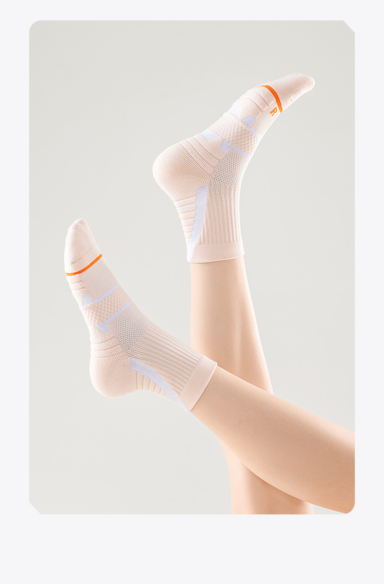 Mid Calf Sports Socks For Running And Badminton With Thick Sole_voghion.com