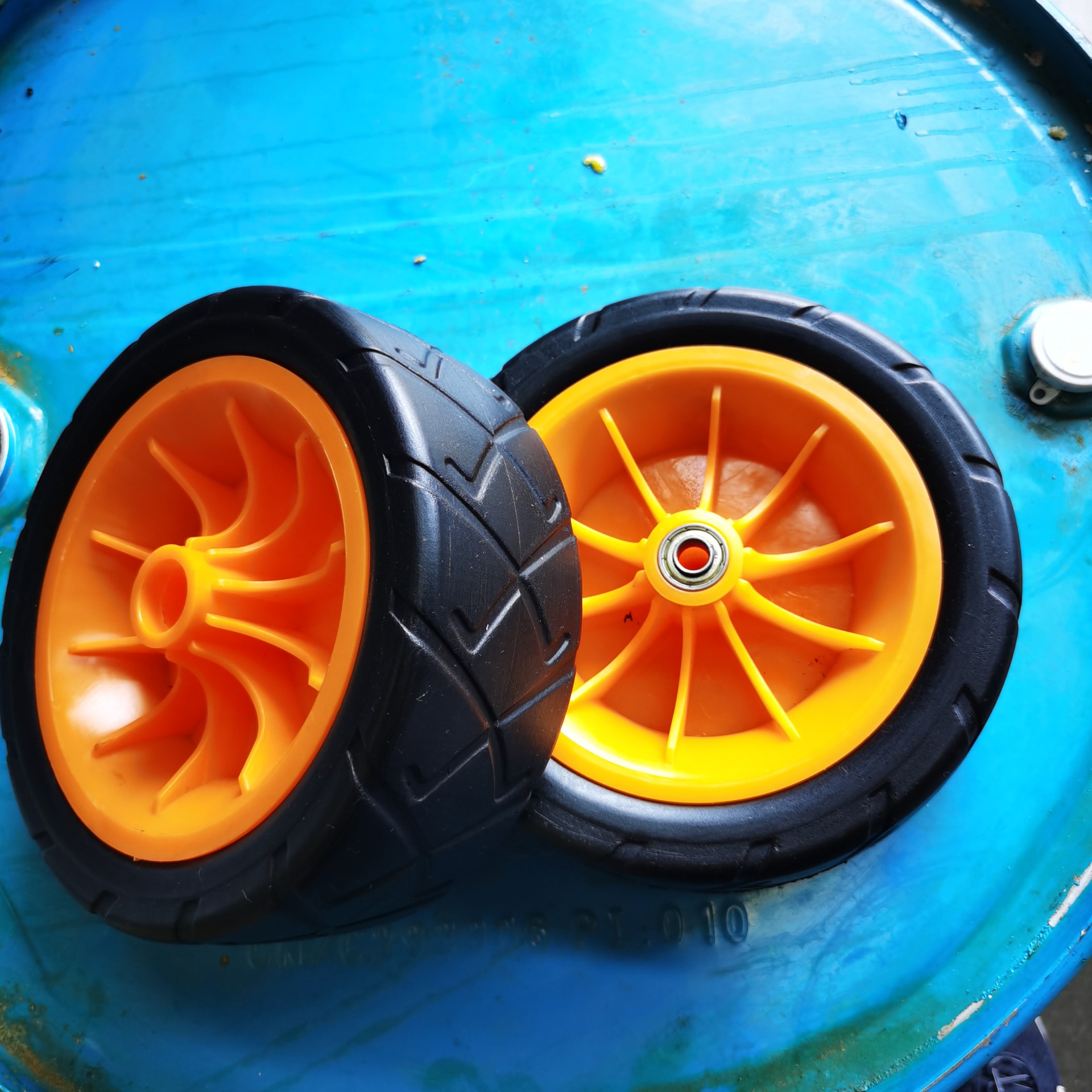 厂家供应7英寸折叠车车轮7*3英寸户外野营车车轮发泡轮 FLAT FREE