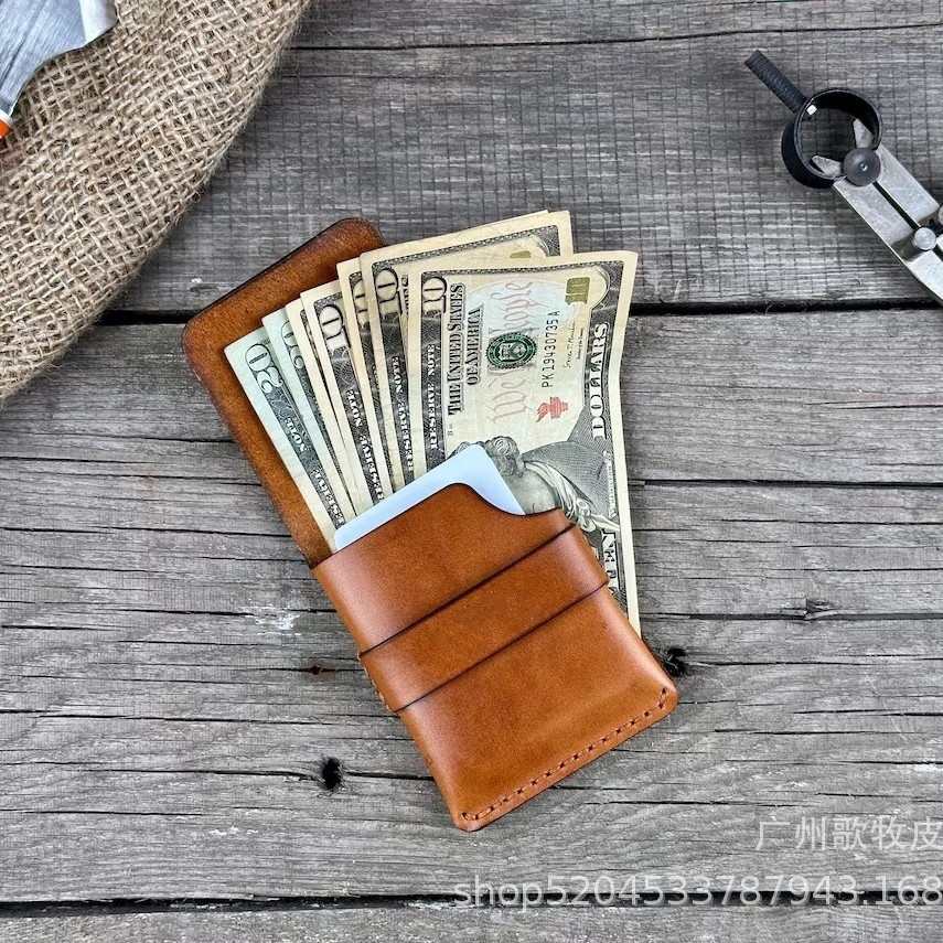 New Original Retro Leather Card Holder, Men's Casual Compact Wallet Card Holder, Handmade Wallet Coin Purse