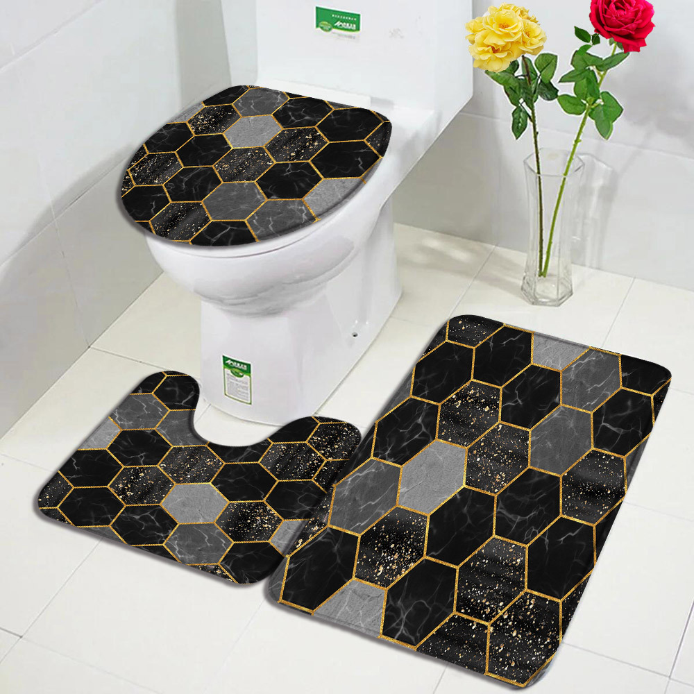 Baño transfronterizo de tres piezas aislante de frío absorción de agua alfombra de franela resistente al desgaste y sucia fácil de cuidar alfombra antideslizante de decoración doméstica