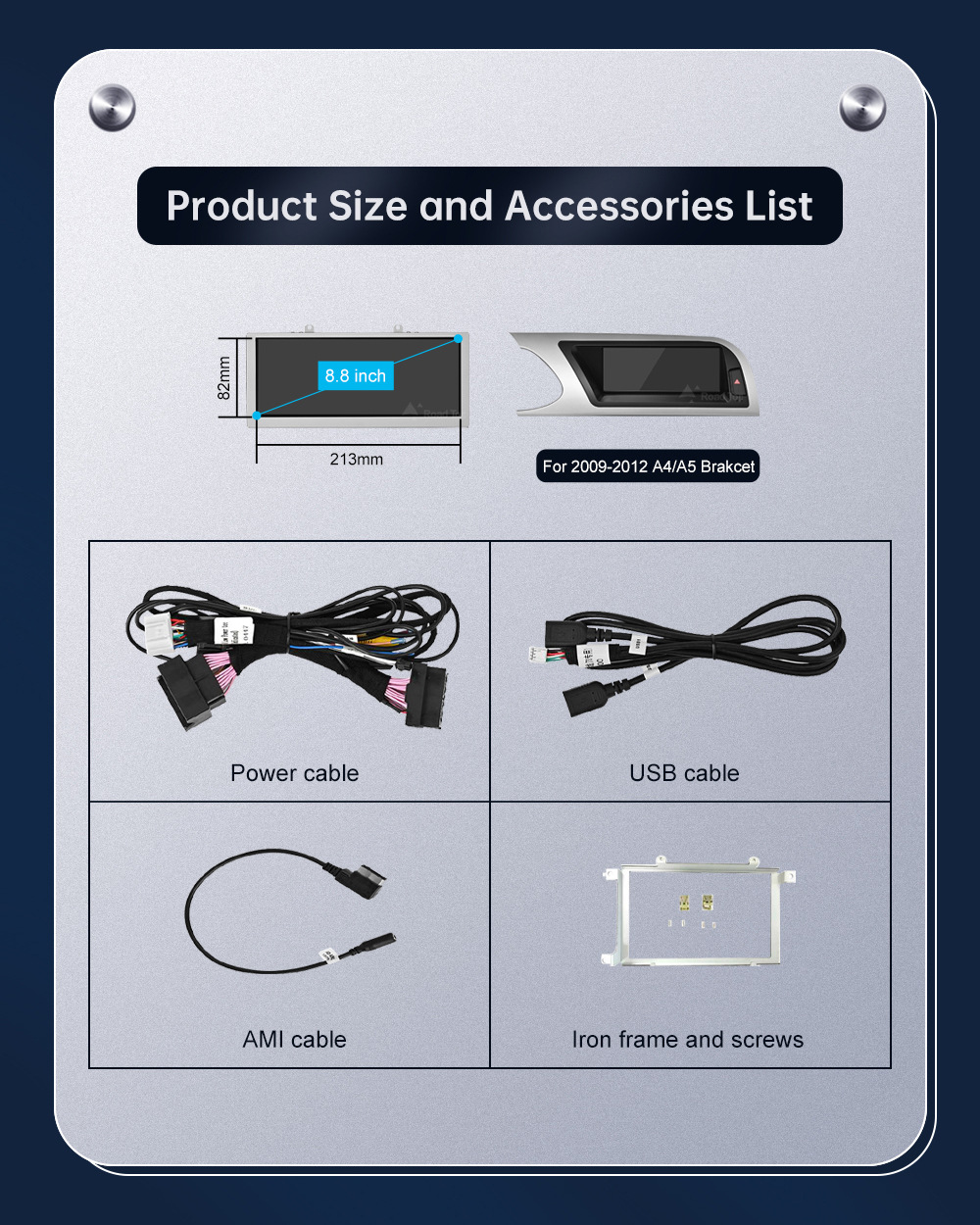 8.9 inch wireless CarPlay display for A4 A5 2009-2012 radio player