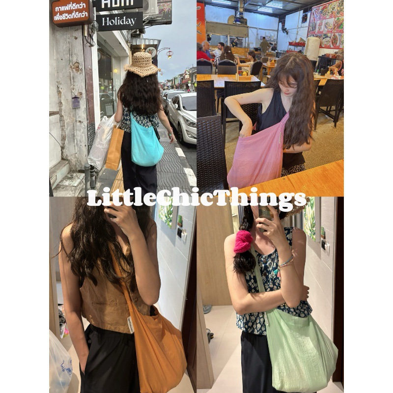 LittleChicThings Dopamine 가방 유행 멀티 컬러 더블 레이어 경량 올 매치 칠 어깨 크로스 바디 백