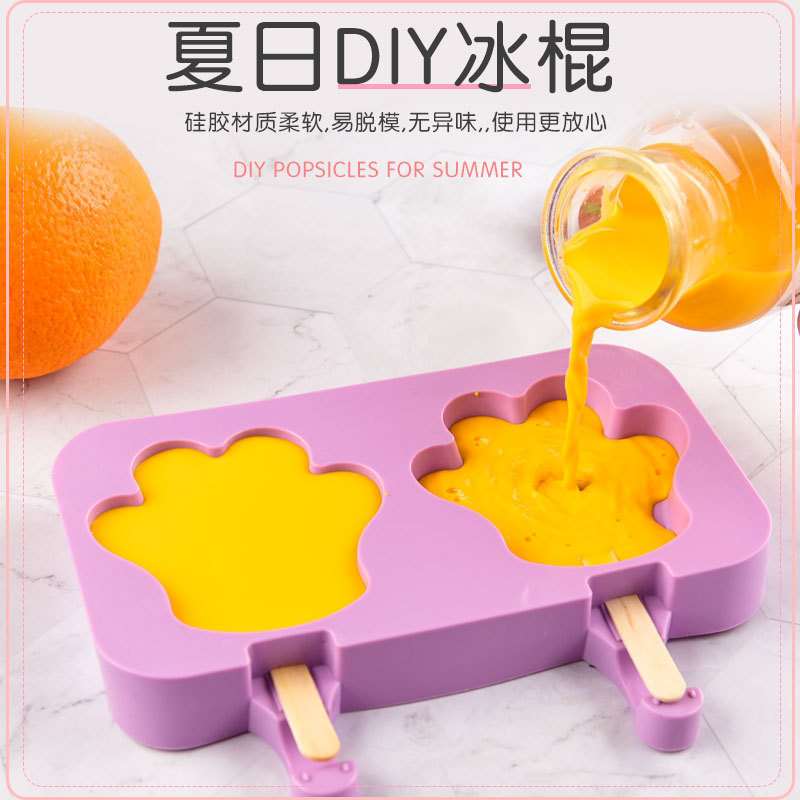 Molde de helado de silicona de verano helado molde de helado de dibujos animados molde de helado creativo con cubierta molde con palo