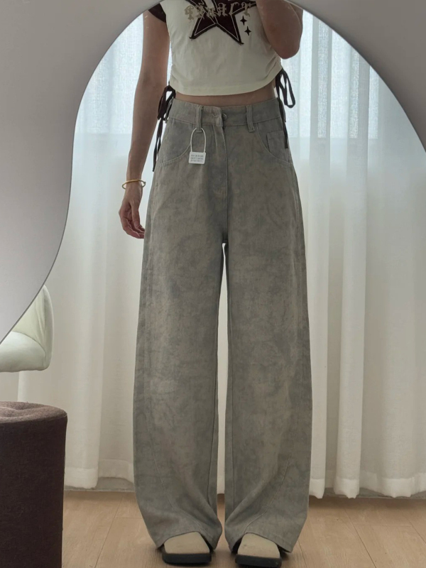 阔腿裤宽松大码胖mm显瘦裤子女款梨形身材2025新款秋季直筒牛仔裤|undefined