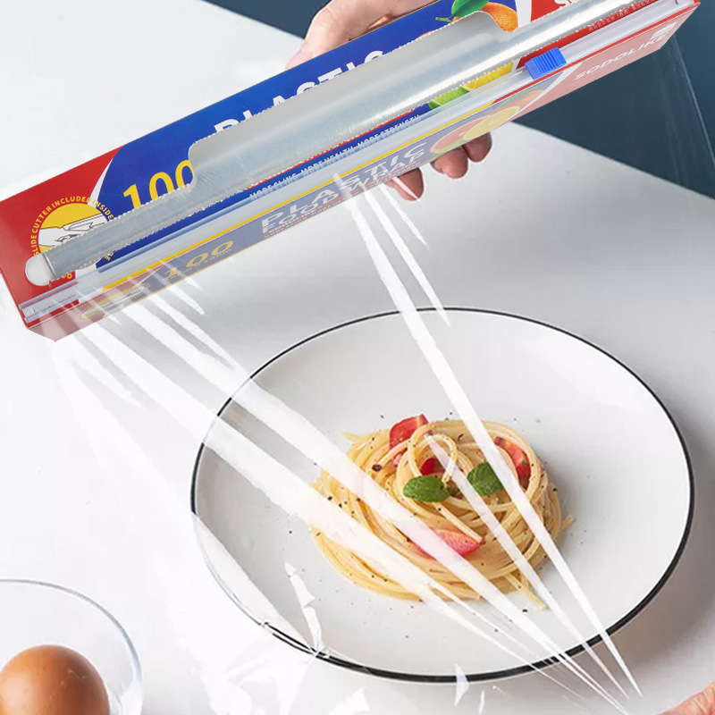 使い捨てスライド式ラップ食品級防塵PE透明家庭用キッチン料理プラスチックラップ卸売り
