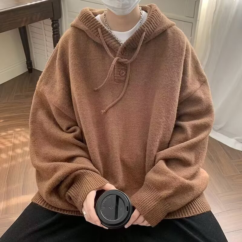 American-Style Hooded College-Style Sweater Men's Set Autumn and Winter High-End Men's Knitwear Outfit Set