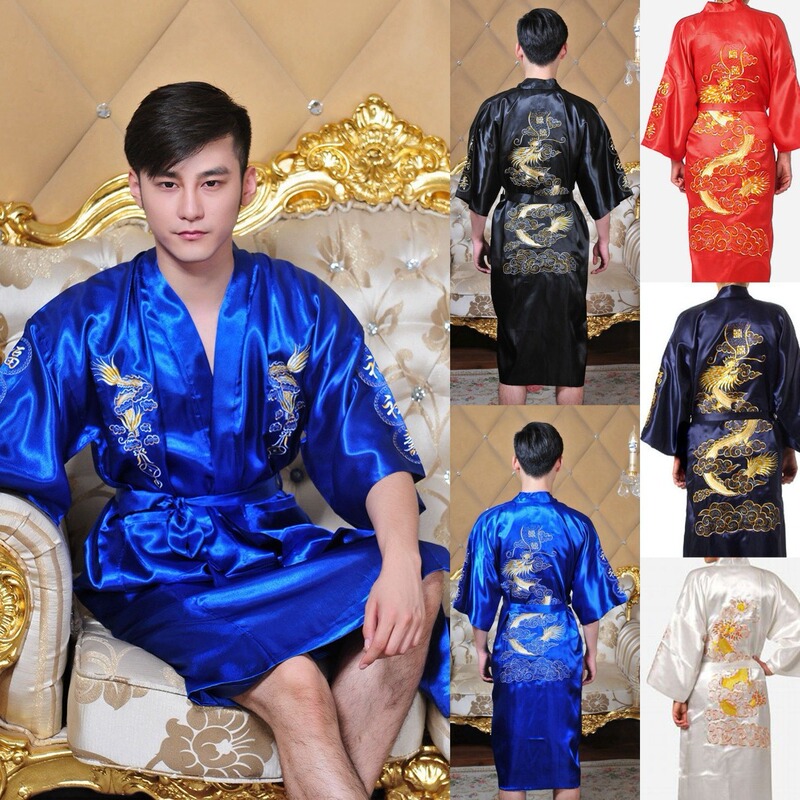 Wholesale Zhongsang New Style Chinese Quintessence Embroidered Dragon Robe Men's and Women's Tang Suit Loose Hotel Pajamas Embroidered Xi Zi Dalong Bathrobe