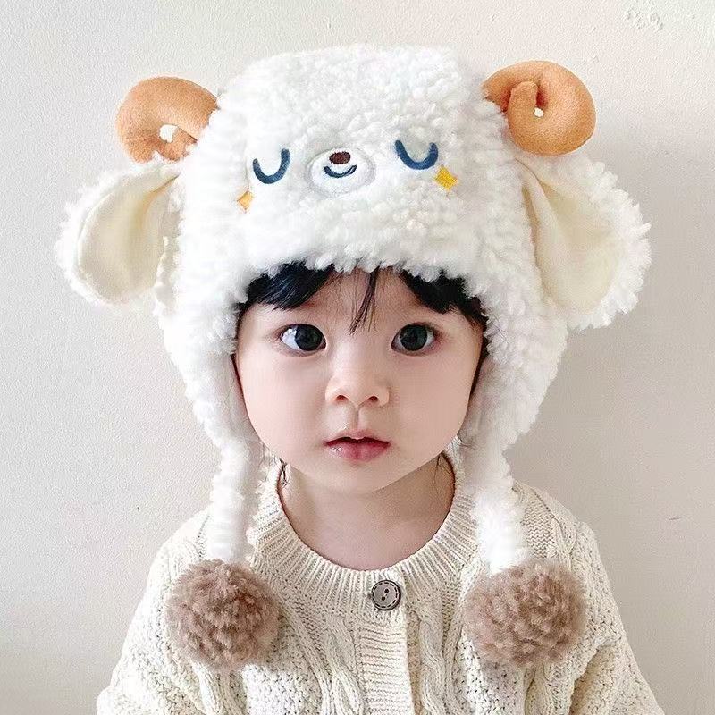 宝宝秋冬毛线帽子男女童保暖加厚毛绒帽婴幼儿护耳韩版可爱套头帽|undefined
