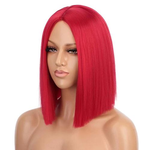 Cross-border women's middle-parted bangs-free shoulder-length clavicle hair women's medium-length straight hair chemical fiber wig headgear European and American wigs