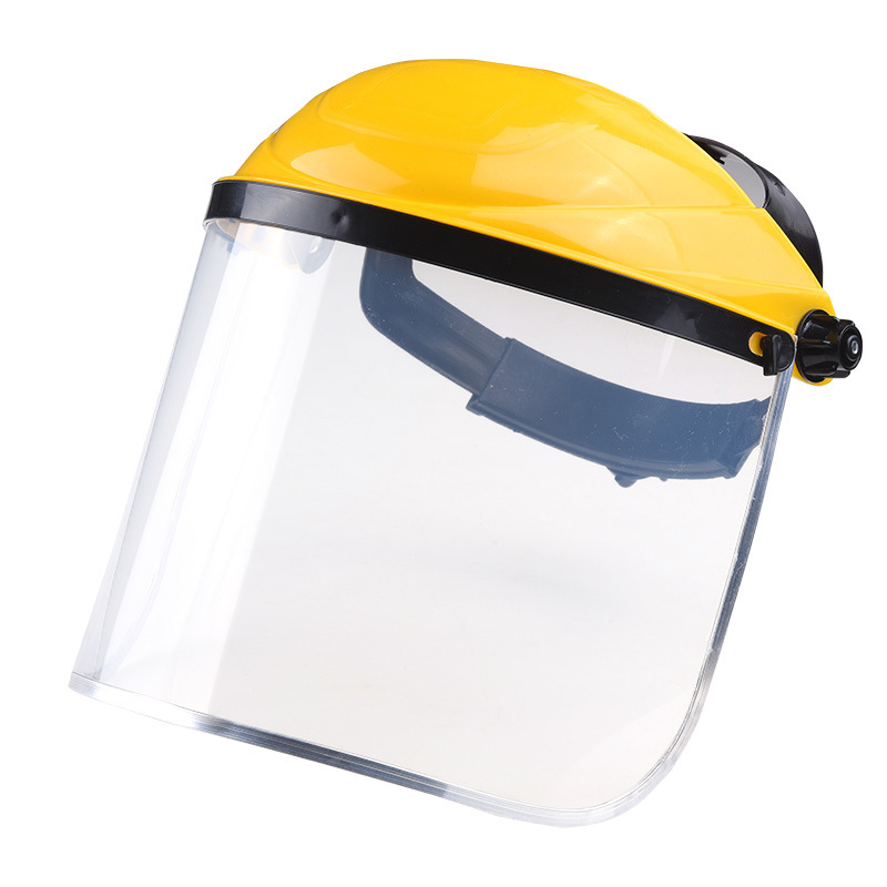 头戴式黄顶铝包边PVC防护面罩 防冲击面罩隔热打磨护目头戴式面屏