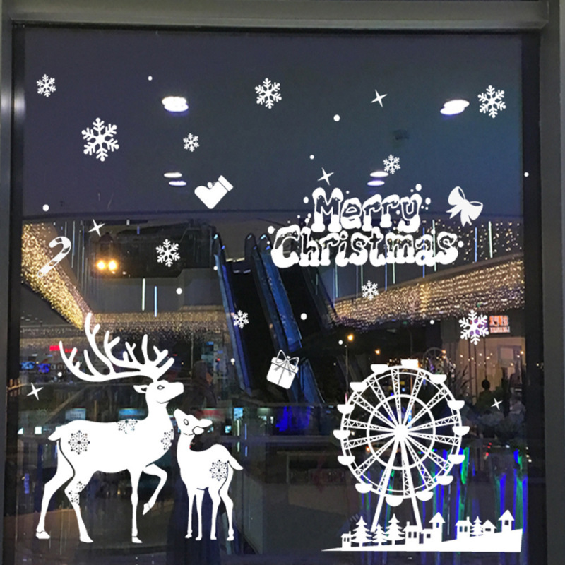 アマゾンの新型クリスマス静電は祝日の装飾ガラスを貼ってショーウインドーのシーンを貼ってサンタクロースの静電シールを配置します。|undefined