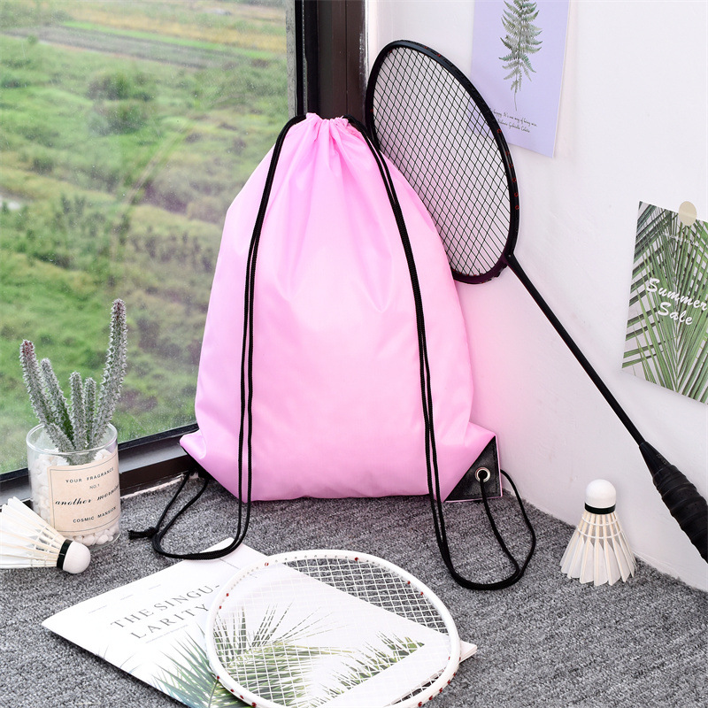 210d bolsa de cordón de poliéster Oxford mochila de cordón de tela en stock bolsa de publicidad de entrenamiento para estudiantes impresión personalizada