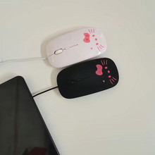 跨境货源一件代发卡通礼品超薄有线鼠标hellokitty胡须猫鼠标