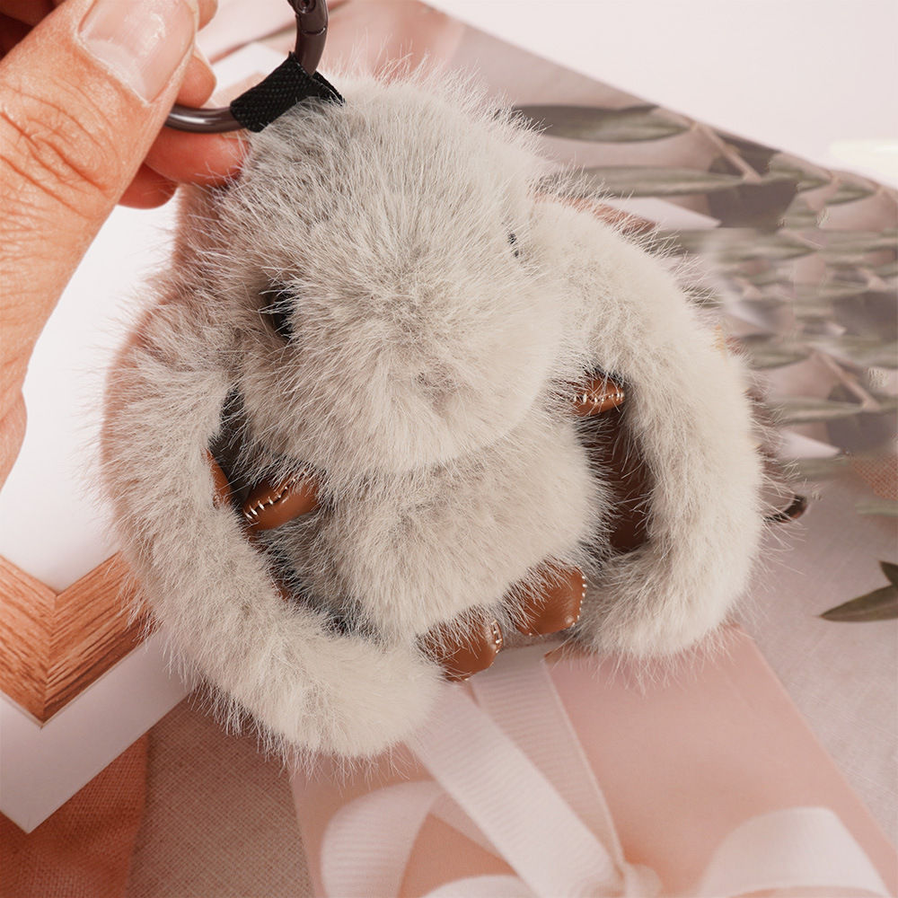 Bonita imitación de visón peluche mini pequeño conejo llavero de automóvil bolsos hechos a mano colgantes regalos de alta calidad en stock