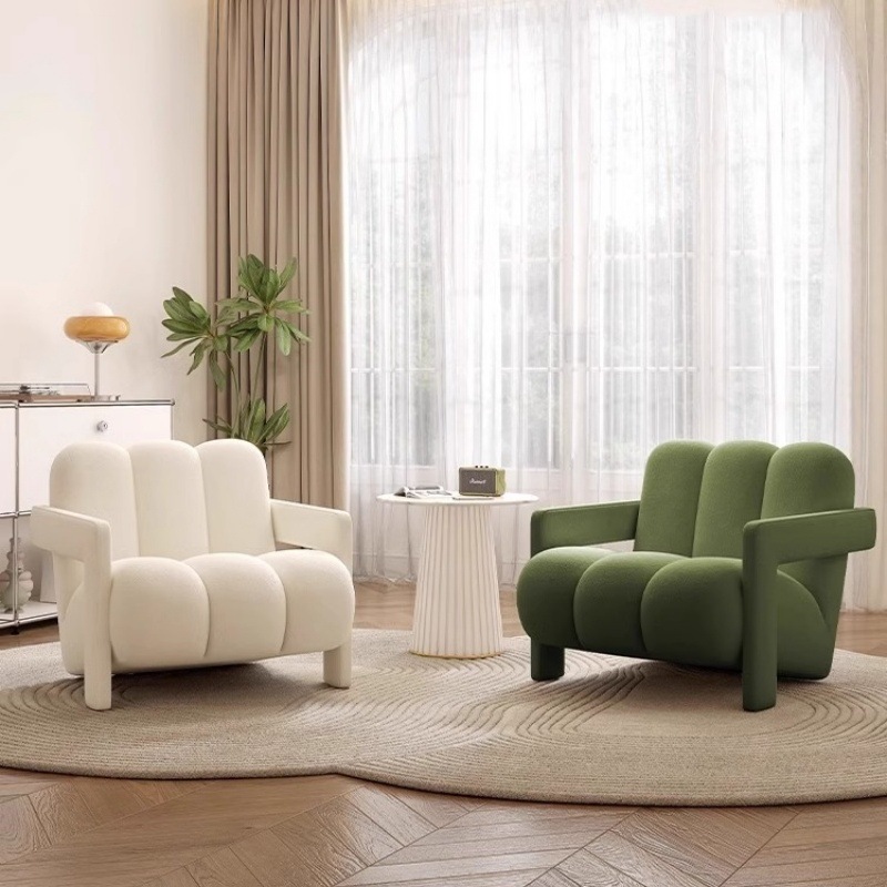 Sala de estar perezosa sofá de balcón simple sala de recepción moderna silla de aire crema diseñador de alta calidad