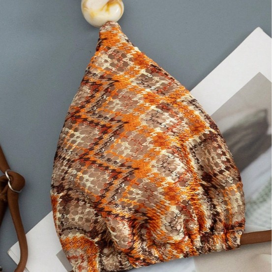 Damesbikini set met slangenprint, satijnen beige top en hoog taillebroekje, Europese/Amerikaanse stijl._voghion.com