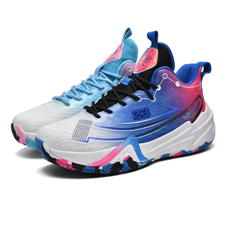 Primavera de moda nuevo tipo de zapatos de baloncesto Duan Duan para hombres mallas respirables zapatos de alta altura antideslizantes fricción sonido