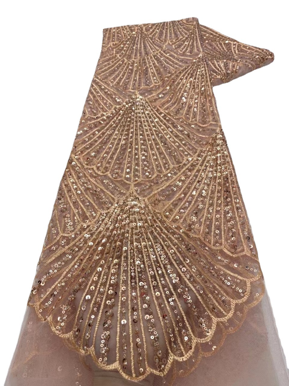 Vestido de novia francés tela de tubo de cuentas patrón de vietilla vestido de lentejuelas vestido de novia de encaje JX2485 image 3
