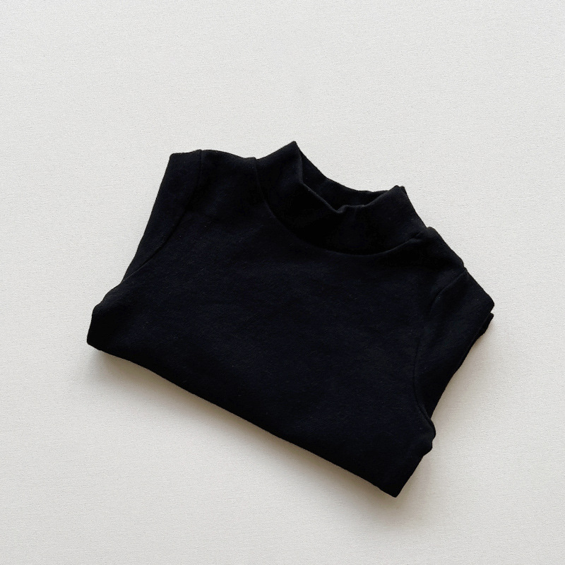 Camisa de fondo de cachemir de algodón para niños 2024 Otoño e Invierno para hombres y mujeres Camiseta de manga larga con cuello medio para niños ropa de abrigo elástica para niños
