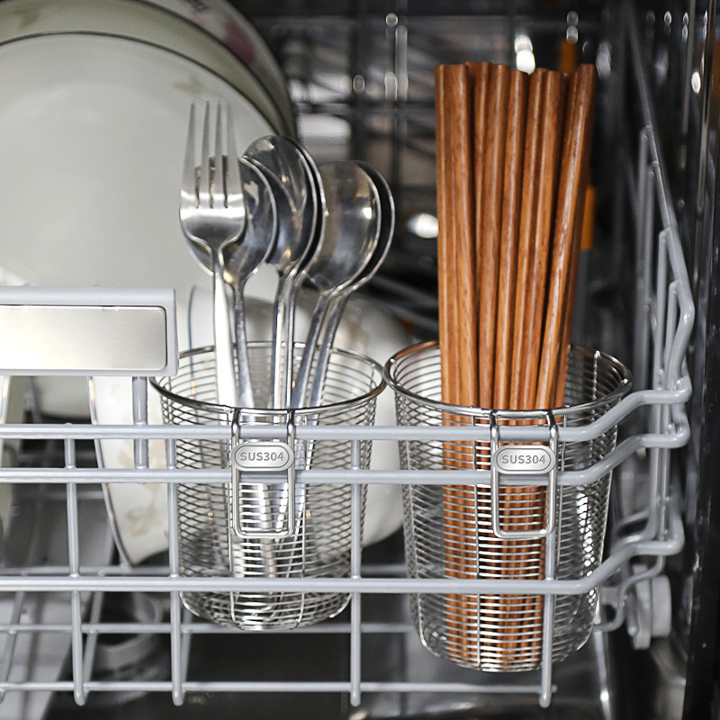 Drain Rack Storage Rack Chopstick Holder Spoon Dishwasher Chopstick Holder Stainless Steel Chopsticks 304 Barrel Household Chopstick Holder