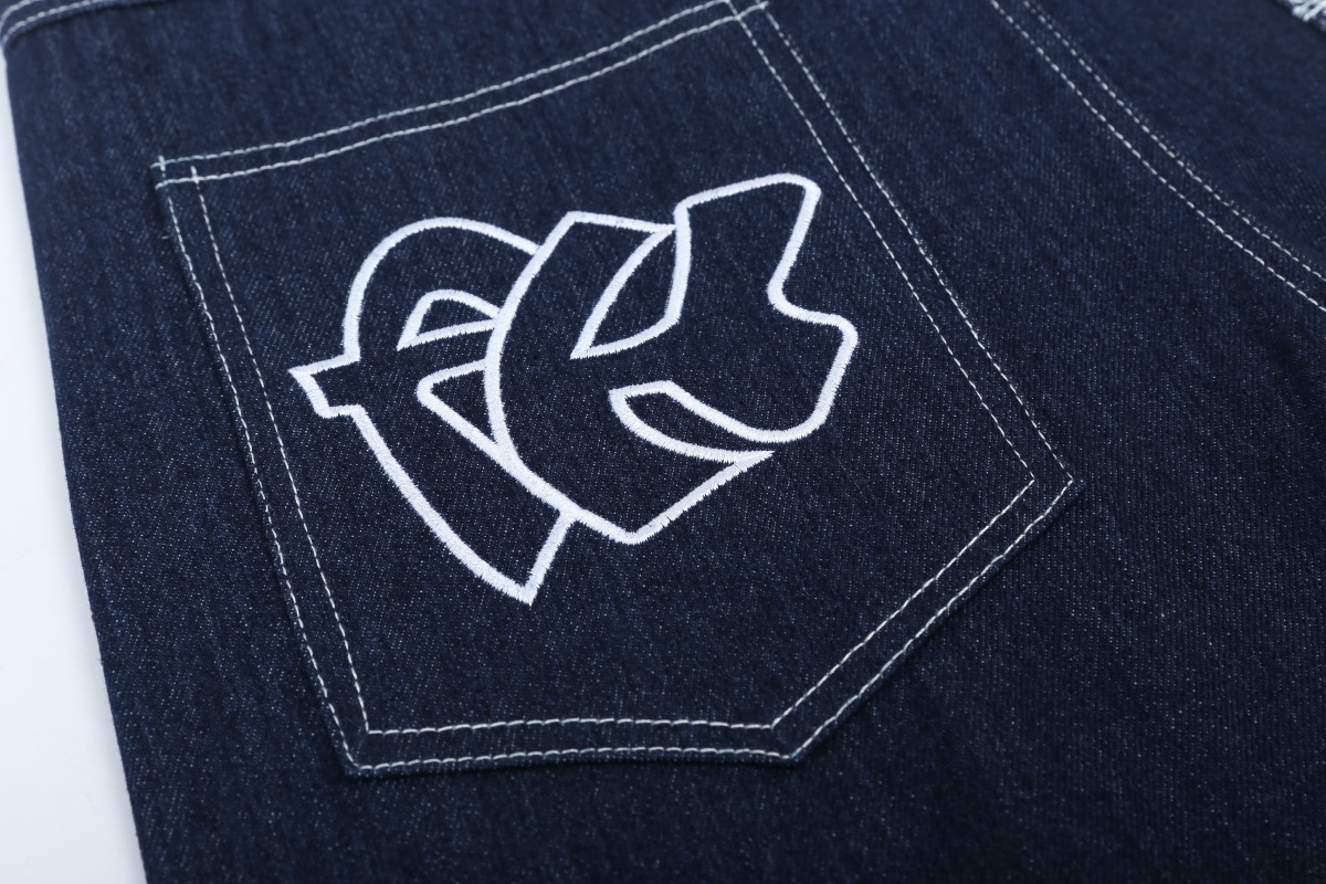 Herr denim shorts chicano stil med blomsterbroderi_voghion.com