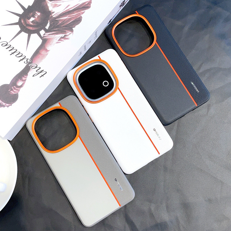 Suitable for Iqoo15 Mobile Phone Case, Metal Red Circle Lens, Iqoo15Ultra Protective Case, Iqoo13 Hard Shell with Leather Finish