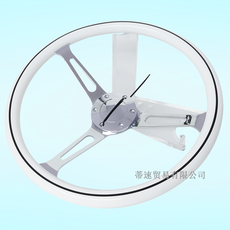 Direct from the manufacturer, car modification 15inch universal steering wheel, white 380MM electroplated steering wheel, hole spacing 70mm