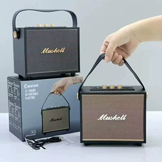 新款XM302复古手提蓝牙音响 木质皮革户外手提重低音炮 便携式10W