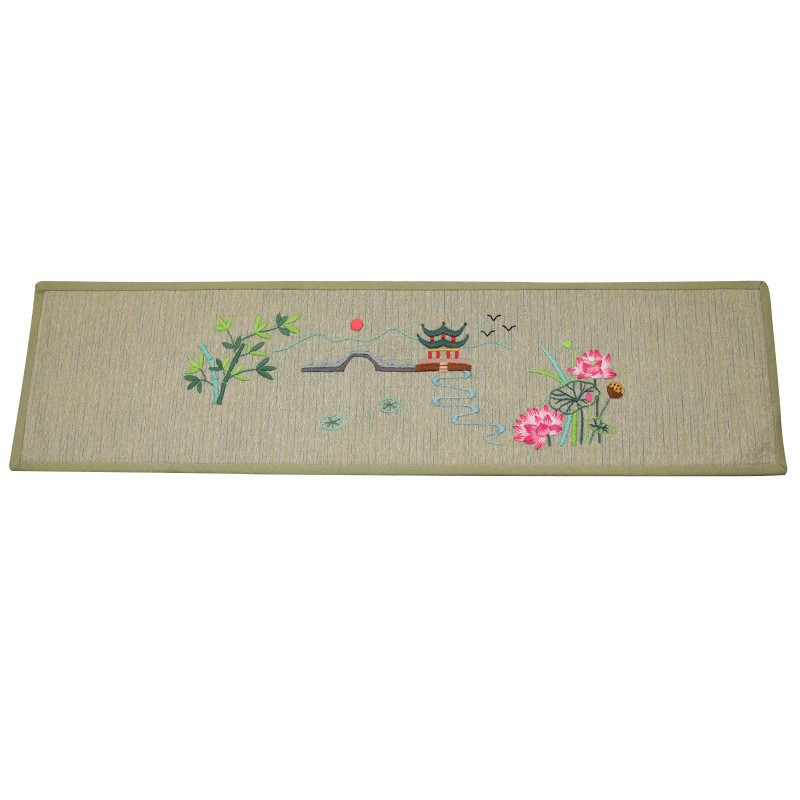Bordado diy camelia estera de té estilo chino zen lu bordado hecho a mano diy estera de té de algodón y lino bordado tridimensional principiante bandera de té image 23